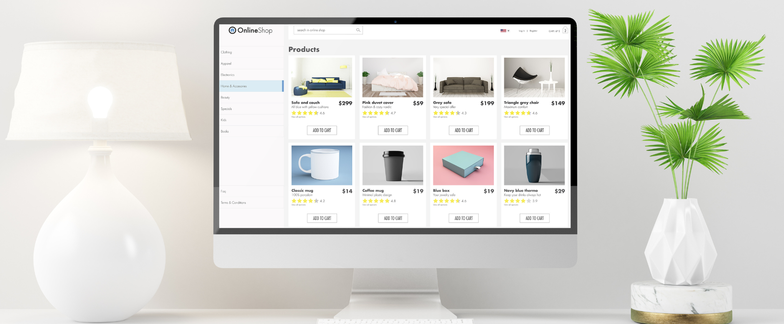 desktop computer showing an online shop meant to represent dynamic pricing